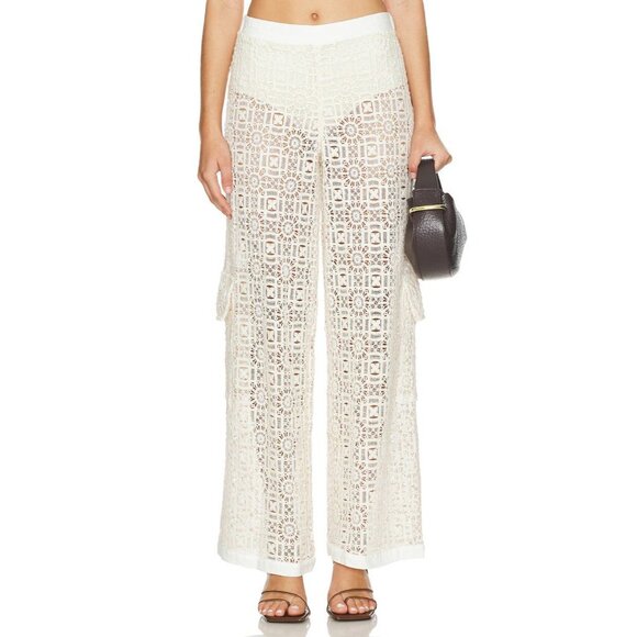 Agua Bendita Maca Pants in Beige Small New Womens Crochet Cover up - Picture 3 of 16